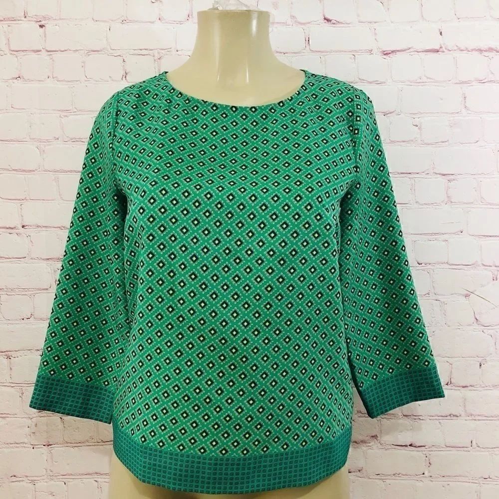 J.Crew green scoop neck blouse